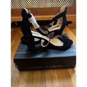 IDIFU Women's IN3 Grace Block Heels Sandals‎ Shoes Black Nubuck Size 8.5 Suede